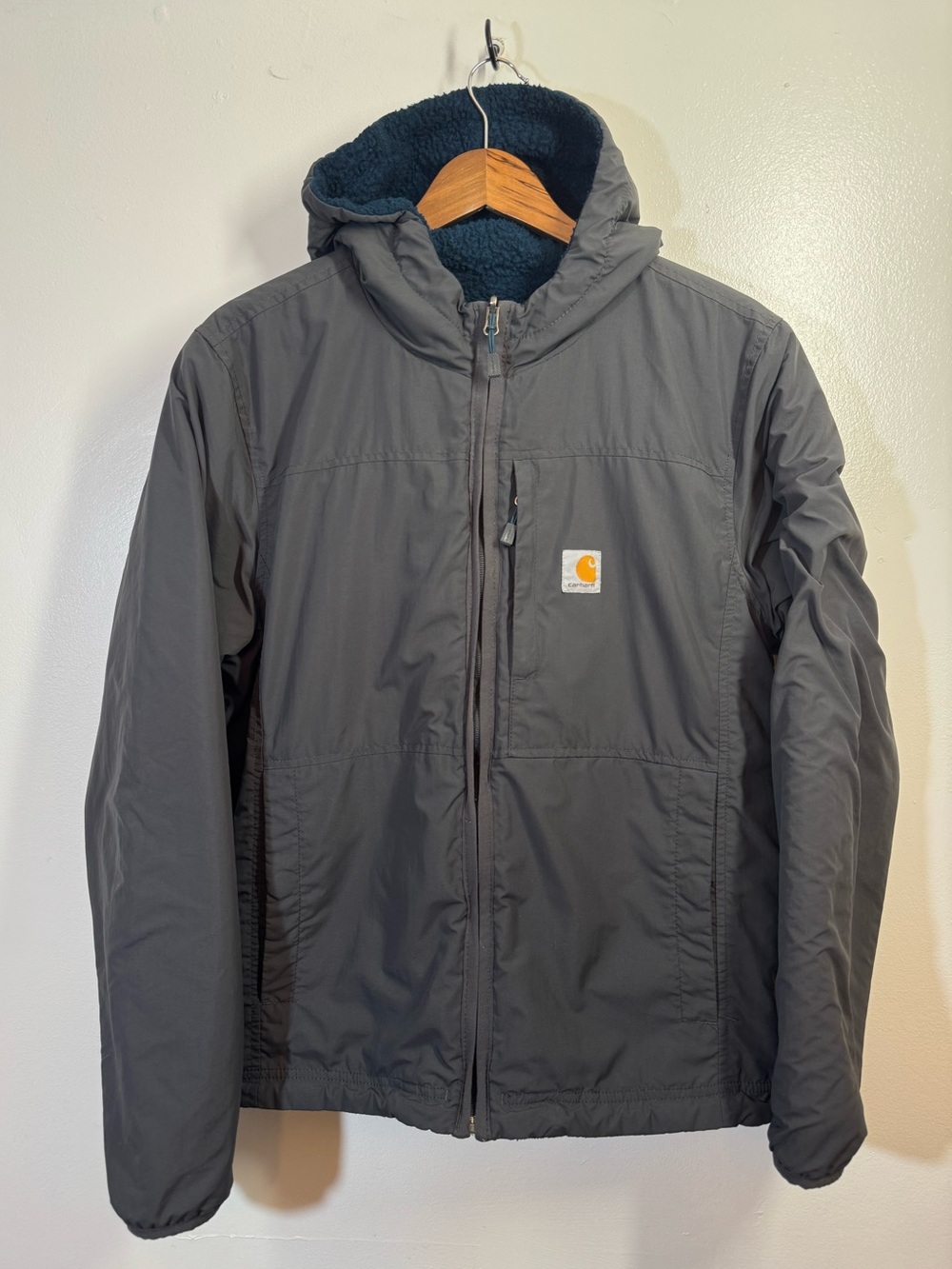 Carhartt Rain Defender Men’s S Fleece Reversible Jacket Gray Blue - OJ4992-M